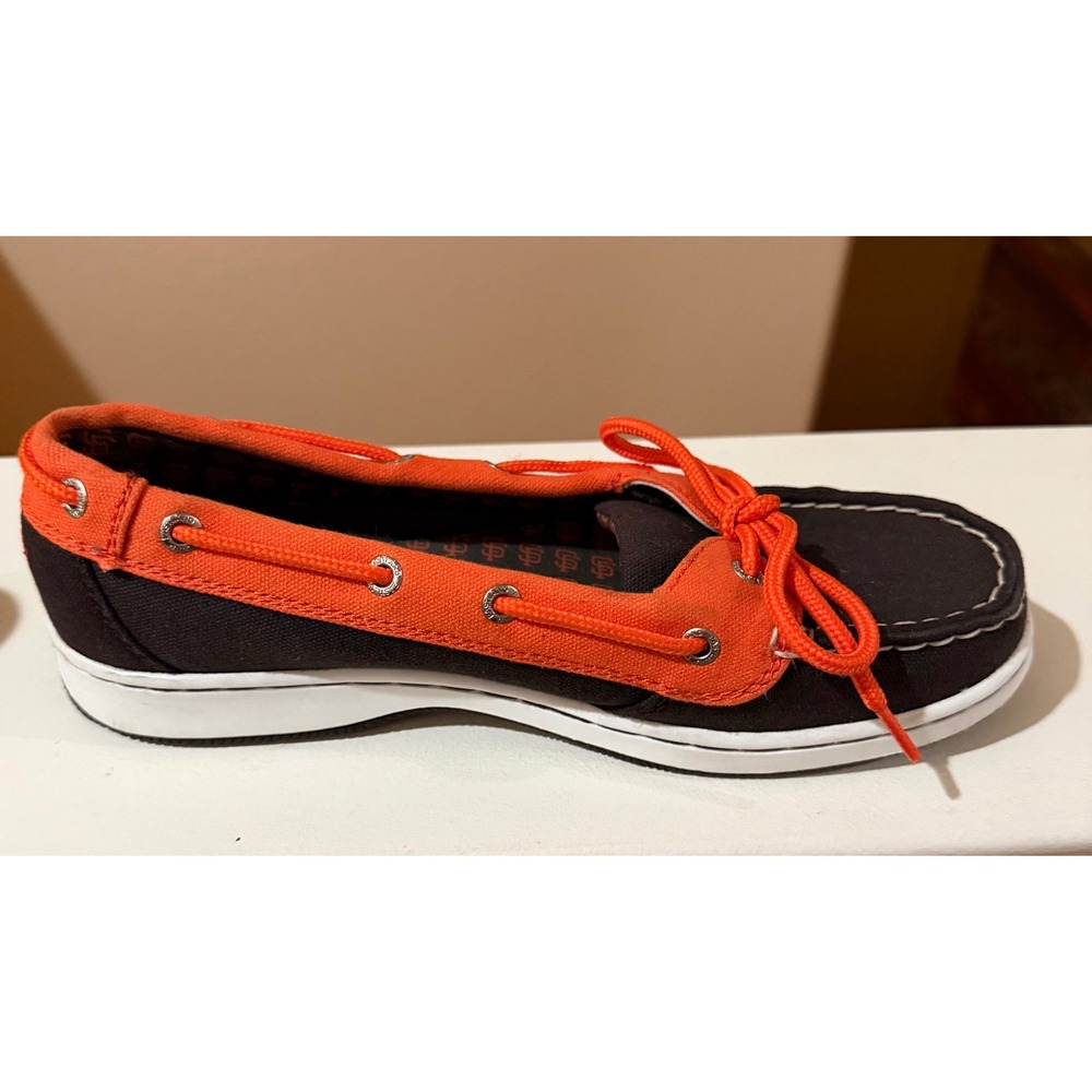 Eastland San Francisco Giants MLB Canvas Boat Shoes Women's Black Orange‎ 7. - Picture 6 of 11